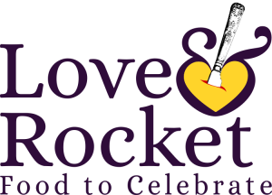a large logo in purple and yellow